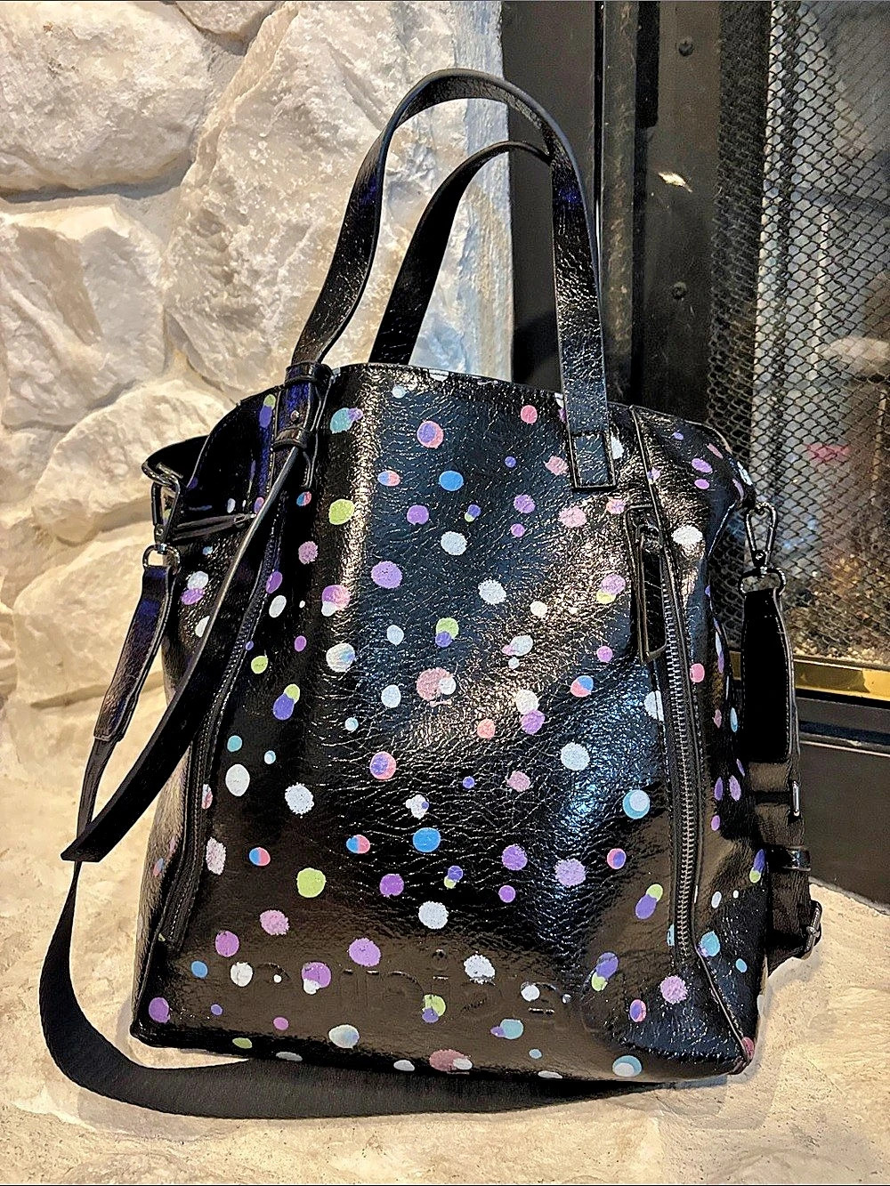 Desigual Polka Dot Shoulder Bag in Black